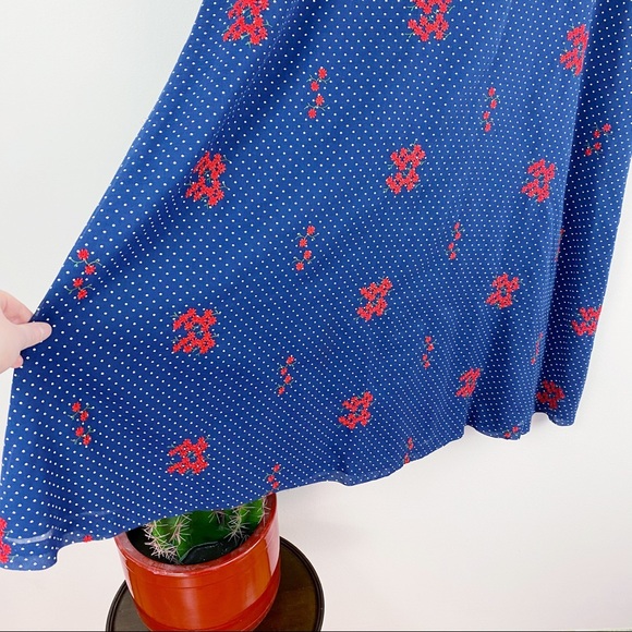 VTG 70s Country Set Polka Dotted Floral Maxi Skirt - Picture 9 of 16